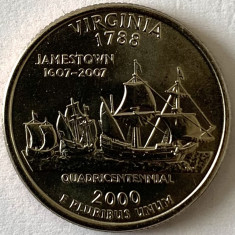 AMERICA QUARTER 1/4 DOLLAR 2000 LITERA D.(VIRGINIA-JAMESTOWN-QUADRICENTENNIAL)BU