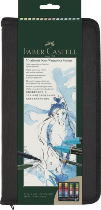 Set markere solubile Faber-Castell Albrecht Durer, 30 buc+ 4 buc Pitt Artist