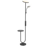 HOMCOM Lampadar LED dimabil 42W 4840LM Lampă de lectură reglabilă și poliță Lampadar de podea pentru living 2700K-6000K Telecomandă Negru | Aosom Roma
