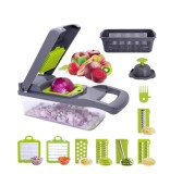 Razatoare Multifunctionala Legume Fructe 9 Piese, Lame Inox + Cos Scurgere, Protectie Maini