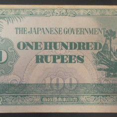 Bancnota 100 RUPII - OCUPATIE JAPONEZA IN BURMA , anul 1944 *cod 427