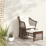 Set 2 Șezlonguri Gradina vidaXL Maro Poliratan, Perne Incluse, Taburet, Cadru Otel, Confortabil, Relaxare Exterior