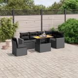vidaXL Set canapele de grădină cu perne, 7 piese, negru, poliratan 3271335