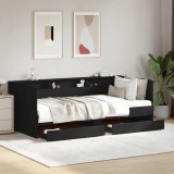 VidaXL Pat de zi cu sertare fără saltea, negru, 75x190 cm
