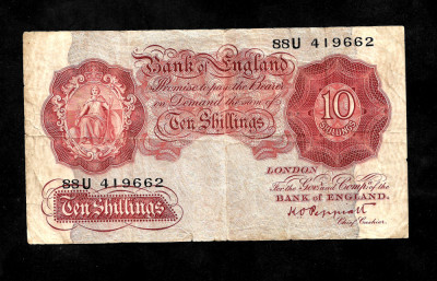 Marea Britanie/Anglia - Bank of England Notes - TEN SHILLINGS 1934 Peppiatt - VF foto