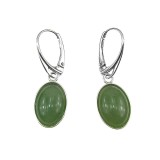 Cercei argint cu aventurin verde 14x10 MM