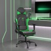 Scaun de gaming cu suport picioare negru/verde, piele ecologică