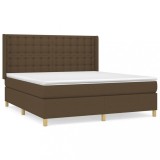 Cumpara ieftin Pat box spring cu saltea, maro inchis, 160x200 cm, textil