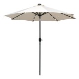 Outsunny Umbrelă de grădină Umbrelă dreaptă Umbrelă octogonală rabatabilă &Oslash; 2,7 x 2,4 m luminată solar 24 LED-uri poliester de &icirc;naltă densitate 180 g/