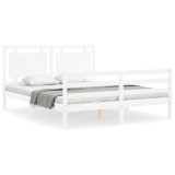 Cumpara ieftin Cadru de pat cu tablie, alb, 160x200 cm, lemn masiv