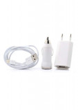 Set Incarcare Cablu Date Lightning + Incarcator Auto &amp;amp; Priza 1A iPhone