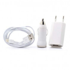 Set Incarcare Cablu Date Lightning + Incarcator Auto & Priza 1A iPhone