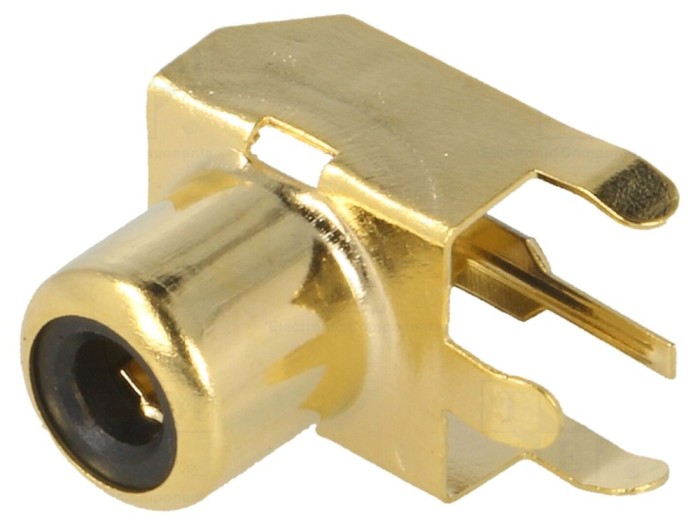 Conector RCA mamă 90&deg; aurit pentru PCB