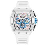 Ceas Barbati Onola 6827 Alb , Design Sport, Luminos, Functii Multiple, Cronograf, Rezistent la Apa 3ATM