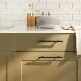 vidaXL M&acirc;nere de dulap, 10 buc., negru, 128 mm, oțel inoxidabil