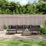 VidaXL Set mobilier de grădină cu perne, 7 piese, antracit, poliratan