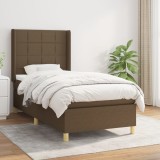 Cumpara ieftin Pat box spring cu saltea, maro &icirc;nchis, 90x200 cm, textil