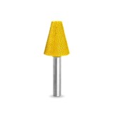 Biax sculptura lemn SABURR Cap conic taiat-19 mm tija 6 mm, Granulatie Saburr FINA - GALBENA