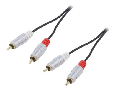 Cablu RCA 2x Mufe Aurite Negru 0,5m foto