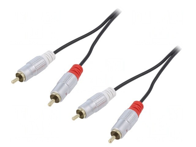 Cablu RCA 2x Mufe Aurite Negru 0,5m