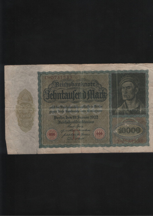 Germania 10000 mark marci 1922 seria0731533 uzata varianta mare