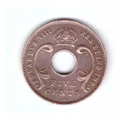 Moneda Africa de Est 5 cents/centi 1936 KN Edward VIII, stare buna, curata