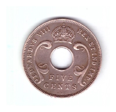 Moneda Africa de Est 5 cents/centi 1936 KN Edward VIII, stare buna, curata foto