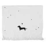 Cumpara ieftin Prosop maini si fata bumbac alb negru Catelus 40x66 cm