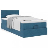 Gossi cadru de pat otoman cu saltea albastru inchis 100x200cm catifea