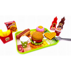 Jucării M&acirc;ncare Fast Food Hamburger Hot Dog Cartofi prăjiți Tavă de vafe