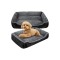 Pat animale de companie, marime L, material pufos, 65x50x13 cm, negru si gri