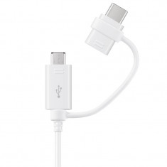 Cablu Date si Incarcare USB la MicroUSB - USB la USB Type-C Samsung, 1.5 m, Alb EP-DG930DWEGWW