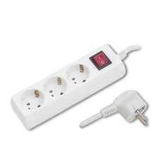 Prelungitor cu intrerupator Delight, 3 prize, 3 m, Alb