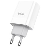 Incarcator Retea USB HOCO C80A, 1 X USB - 1 X USB Tip-C, 20W, Quick Charge - Power Delivery, Alb