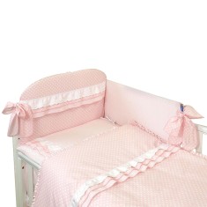 AMY - Lenjerie 3 piese Cu protectie laterala Baby Chic din Bumbac, 120x60 cm, Roz foto