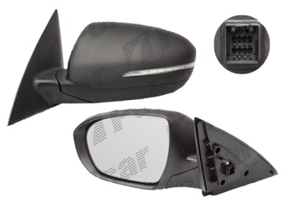 Oglinda exterioara Kia Optima (Jf), 10.2015-, Kia Optima (Tf), 06.2010- , partea Dreapta, culoare sticla crom , sticla convexa, cu carcasa neagra, cu foto