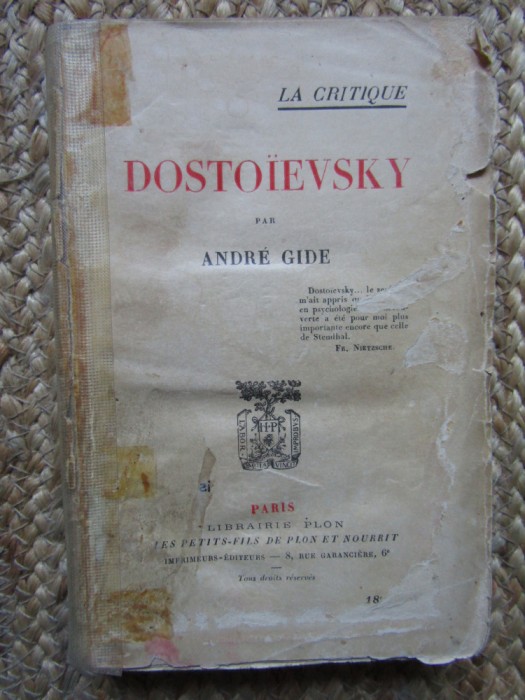 Dostoievsky. Articles Et Causeries - Andre Gide - 1923