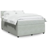 Cumpara ieftin Pat box spring cu saltea, gri deschis, 140x200 cm, catifea