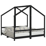 Cumpara ieftin Cadru de pat pentru copii negru 2x(80x160) cm lemn masiv de pin