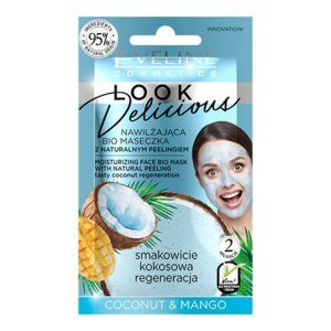 Masca de fata bio hidratanta, Eveline Cosmetics, Look Delicious, cu cocos si mango, 10 ml