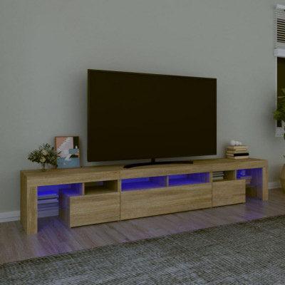 vidaXL Comodă TV cu lumini LED, stejar sonoma, 230x36,5x40 cm foto