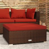 Taburet gradina Gossi maro 70x70 cm poliratan cu perna roșie. Scaun exterior rezistent