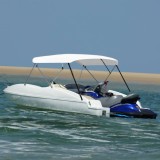 VidaXL Parasolar barcă Bimini, 4 arcuri, alb, 243 x (230-244) x 137 cm