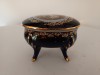 Caseta portelan Limoges, culoare cobalt, pictata manual