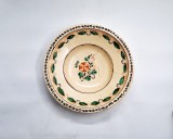 Farfurie decorativa ceramica Ungaria KANTOR KARCAG dimensiunie mare 31 cm diametru motiv floral vintage pictata manual