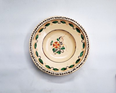 farfurie decorativa ceramica Ungaria KANTOR KARCAG dimensiunie mare 31 cm diametru motiv floral vintage pictata manual foto