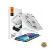 Folie de protectie Ecran Spigen EZ FIT pentru Apple iPhone 16e / 14 / 13 Pro / 13 Sticla Securizata Full Glue Set 2 bucati