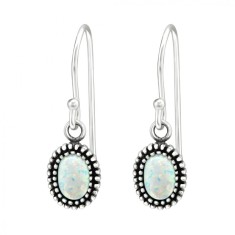 Cercei argint cu pietre semipretioase, Oval, Opal Fire Snow, A4S41034-1