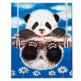 Kit Pictura pe Numere Copii Ursulet Panda 20x30cm, Joc Educativ Arta, Set Complet cu Pensule si Culori