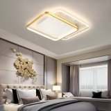 Lustra LED cu telecomanda GILDRA 110W, 2 Patrate, lumina Rece/Calda/Neutra, Dimabila, Auriu ModernLight Concept